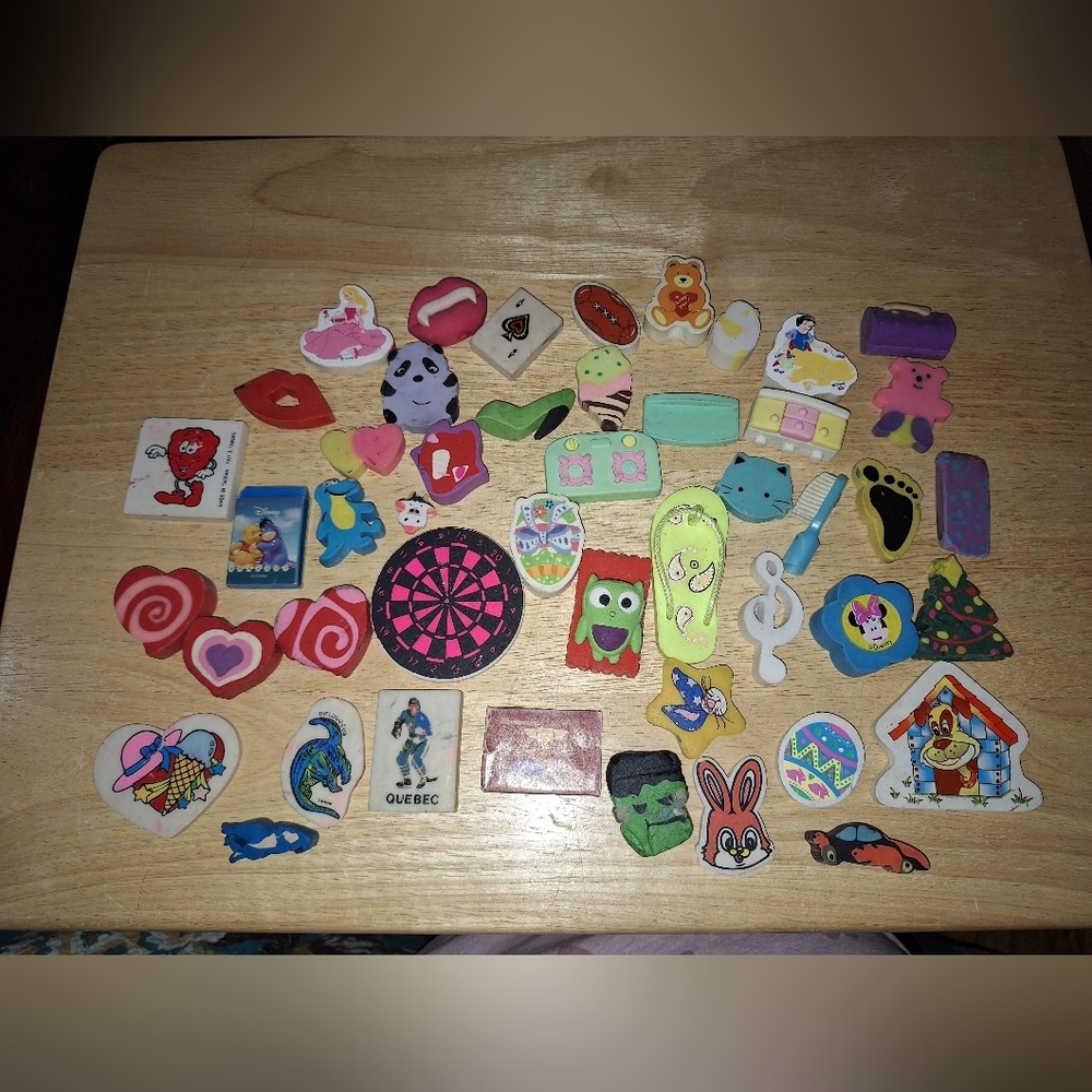 Vintage Lot Of 48 Erasers